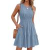 imageBTFBM Mini Dresses for Women 2026 Summer Sleeveless V Neck Elastic Waist Beach Vacation Sundress Boho Casual Dress PocketsGrey Blue