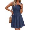 imageBTFBM Mini Dresses for Women 2026 Summer Sleeveless V Neck Elastic Waist Beach Vacation Sundress Boho Casual Dress PocketsNavy Blue