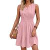 imageBTFBM Mini Dresses for Women 2026 Summer Sleeveless V Neck Elastic Waist Beach Vacation Sundress Boho Casual Dress PocketsPink