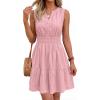 imageBTFBM Mini Dresses for Women 2026 Summer Sleeveless V Neck Elastic Waist Beach Vacation Sundress Boho Casual Dress PocketsPink