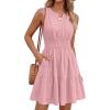 imageBTFBM Mini Dresses for Women 2026 Summer Sleeveless V Neck Elastic Waist Beach Vacation Sundress Boho Casual Dress PocketsPink