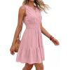 imageBTFBM Mini Dresses for Women 2026 Summer Sleeveless V Neck Elastic Waist Beach Vacation Sundress Boho Casual Dress PocketsPink