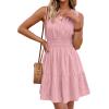 imageBTFBM Mini Dresses for Women 2026 Summer Sleeveless V Neck Elastic Waist Beach Vacation Sundress Boho Casual Dress PocketsPink