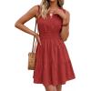 imageBTFBM Mini Dresses for Women 2026 Summer Sleeveless V Neck Elastic Waist Beach Vacation Sundress Boho Casual Dress PocketsRed