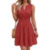 imageBTFBM Mini Dresses for Women 2026 Summer Sleeveless V Neck Elastic Waist Beach Vacation Sundress Boho Casual Dress PocketsRed
