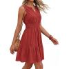 imageBTFBM Mini Dresses for Women 2026 Summer Sleeveless V Neck Elastic Waist Beach Vacation Sundress Boho Casual Dress PocketsRed