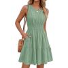 imageBTFBM Mini Dresses for Women 2026 Summer Sleeveless V Neck Elastic Waist Beach Vacation Sundress Boho Casual Dress PocketsSage Green