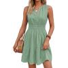 imageBTFBM Mini Dresses for Women 2026 Summer Sleeveless V Neck Elastic Waist Beach Vacation Sundress Boho Casual Dress PocketsSage Green
