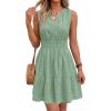 imageBTFBM Mini Dresses for Women 2026 Summer Sleeveless V Neck Elastic Waist Beach Vacation Sundress Boho Casual Dress PocketsSage Green