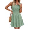 imageBTFBM Mini Dresses for Women 2026 Summer Sleeveless V Neck Elastic Waist Beach Vacation Sundress Boho Casual Dress PocketsSage Green