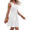 imageBTFBM Mini Dresses for Women 2026 Summer Sleeveless V Neck Elastic Waist Beach Vacation Sundress Boho Casual Dress PocketsWhite