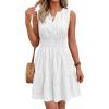 imageBTFBM Mini Dresses for Women 2026 Summer Sleeveless V Neck Elastic Waist Beach Vacation Sundress Boho Casual Dress PocketsWhite