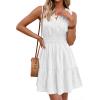 imageBTFBM Mini Dresses for Women 2026 Summer Sleeveless V Neck Elastic Waist Beach Vacation Sundress Boho Casual Dress PocketsWhite