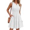 imageBTFBM Mini Dresses for Women 2026 Summer Sleeveless V Neck Elastic Waist Beach Vacation Sundress Boho Casual Dress PocketsWhite