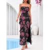imageBTFBM Off The Shoulder Dresses for Women Summer 2026 Strapless Ruffle Sundress Slit Formal Cocktail Wedding Guest DressFloral Black Pink