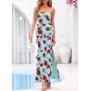 imageBTFBM Off The Shoulder Dresses for Women Summer 2026 Strapless Ruffle Sundress Slit Formal Cocktail Wedding Guest DressFloral Blue Rose