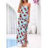 imageBTFBM Off The Shoulder Dresses for Women Summer 2026 Strapless Ruffle Sundress Slit Formal Cocktail Wedding Guest DressFloral Blue Rose