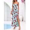imageBTFBM Off The Shoulder Dresses for Women Summer 2026 Strapless Ruffle Sundress Slit Formal Cocktail Wedding Guest DressFloral Blue Rose