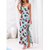imageBTFBM Off The Shoulder Dresses for Women Summer 2026 Strapless Ruffle Sundress Slit Formal Cocktail Wedding Guest DressFloral Blue Rose