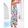 imageBTFBM Off The Shoulder Dresses for Women Summer 2026 Strapless Ruffle Sundress Slit Formal Cocktail Wedding Guest DressFloral Blue Rose