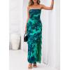 imageBTFBM Off The Shoulder Dresses for Women Summer 2026 Strapless Ruffle Sundress Slit Formal Cocktail Wedding Guest DressFloral Lake Blue