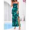 imageBTFBM Off The Shoulder Dresses for Women Summer 2026 Strapless Ruffle Sundress Slit Formal Cocktail Wedding Guest DressFloral Lake Blue