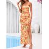 imageBTFBM Off The Shoulder Dresses for Women Summer 2026 Strapless Ruffle Sundress Slit Formal Cocktail Wedding Guest DressFloral Orange Red