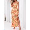 imageBTFBM Off The Shoulder Dresses for Women Summer 2026 Strapless Ruffle Sundress Slit Formal Cocktail Wedding Guest DressFloral Orange Red