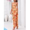 imageBTFBM Off The Shoulder Dresses for Women Summer 2026 Strapless Ruffle Sundress Slit Formal Cocktail Wedding Guest DressFloral Orange Red
