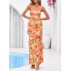 imageBTFBM Off The Shoulder Dresses for Women Summer 2026 Strapless Ruffle Sundress Slit Formal Cocktail Wedding Guest DressFloral Orange Red