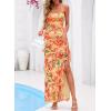 imageBTFBM Off The Shoulder Dresses for Women Summer 2026 Strapless Ruffle Sundress Slit Formal Cocktail Wedding Guest DressFloral Orange Red