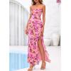 imageBTFBM Off The Shoulder Dresses for Women Summer 2026 Strapless Ruffle Sundress Slit Formal Cocktail Wedding Guest DressFloral Pink Purple