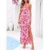 imageBTFBM Off The Shoulder Dresses for Women Summer 2026 Strapless Ruffle Sundress Slit Formal Cocktail Wedding Guest DressFloral Pink Purple