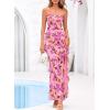 imageBTFBM Off The Shoulder Dresses for Women Summer 2026 Strapless Ruffle Sundress Slit Formal Cocktail Wedding Guest DressFloral Pink Purple