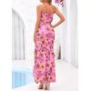 imageBTFBM Off The Shoulder Dresses for Women Summer 2026 Strapless Ruffle Sundress Slit Formal Cocktail Wedding Guest DressFloral Pink Purple