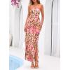 imageBTFBM Off The Shoulder Dresses for Women Summer 2026 Strapless Ruffle Sundress Slit Formal Cocktail Wedding Guest DressLeopard Apricot Flower