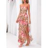 imageBTFBM Off The Shoulder Dresses for Women Summer 2026 Strapless Ruffle Sundress Slit Formal Cocktail Wedding Guest DressLeopard Apricot Flower