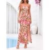 imageBTFBM Off The Shoulder Dresses for Women Summer 2026 Strapless Ruffle Sundress Slit Formal Cocktail Wedding Guest DressLeopard Apricot Flower