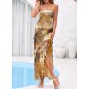 imageBTFBM Off The Shoulder Dresses for Women Summer 2026 Strapless Ruffle Sundress Slit Formal Cocktail Wedding Guest DressLeopard Yellow