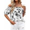 imageBTFBM Off The Shoulder Spring Tops for Women Summer Blouses Boho Floral Short Sleeve Shirts Dressy Casual Outfits 2026Floral White