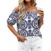 imageBTFBM Off The Shoulder Spring Tops for Women Summer Blouses Boho Floral Short Sleeve Shirts Dressy Casual Outfits 2026Floral White Navy