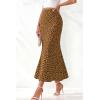 imageBTFBM Satin Skirts for Women Trendy Spring Summer 2026 High Waisted Leopard Print Cocktail Wedding Long Silk Midi SkirtDot Brown Black