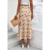 imageBTFBM Satin Skirts for Women Trendy Spring Summer 2026 High Waisted Leopard Print Cocktail Wedding Long Silk Midi SkirtFloral Apricot Brown