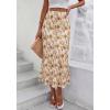 imageBTFBM Satin Skirts for Women Trendy Spring Summer 2026 High Waisted Leopard Print Cocktail Wedding Long Silk Midi SkirtFloral Apricot Brown
