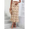 imageBTFBM Satin Skirts for Women Trendy Spring Summer 2026 High Waisted Leopard Print Cocktail Wedding Long Silk Midi SkirtFloral Apricot Brown