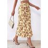 imageBTFBM Satin Skirts for Women Trendy Spring Summer 2026 High Waisted Leopard Print Cocktail Wedding Long Silk Midi SkirtFloral Beige Brown Yellow