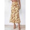 imageBTFBM Satin Skirts for Women Trendy Spring Summer 2026 High Waisted Leopard Print Cocktail Wedding Long Silk Midi SkirtFloral Beige Brown Yellow
