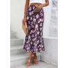 imageBTFBM Satin Skirts for Women Trendy Spring Summer 2026 High Waisted Leopard Print Cocktail Wedding Long Silk Midi SkirtFloral Black Purple