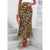 imageBTFBM Satin Skirts for Women Trendy Spring Summer 2026 High Waisted Leopard Print Cocktail Wedding Long Silk Midi SkirtFloral Brown Light Green