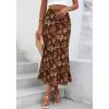 imageBTFBM Satin Skirts for Women Trendy Spring Summer 2026 High Waisted Leopard Print Cocktail Wedding Long Silk Midi SkirtFloral Brown Yellow